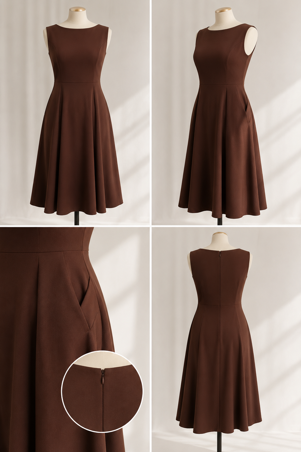 The Cocoa Brown Dress - Sleeveless
