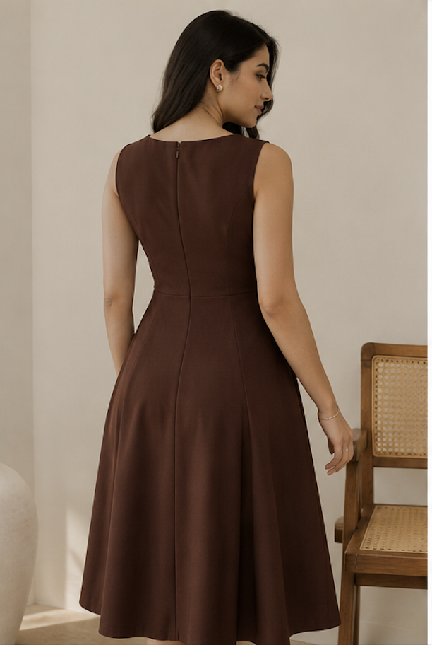 The Cocoa Brown Dress - Sleeveless