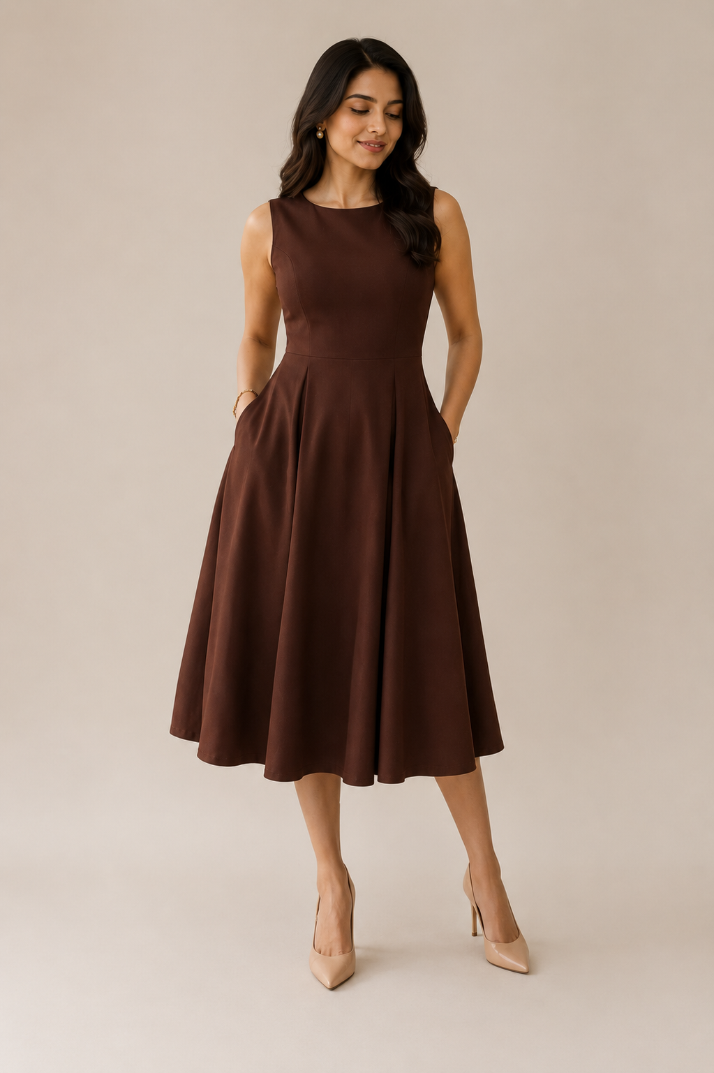The Cocoa Brown Dress - Sleeveless